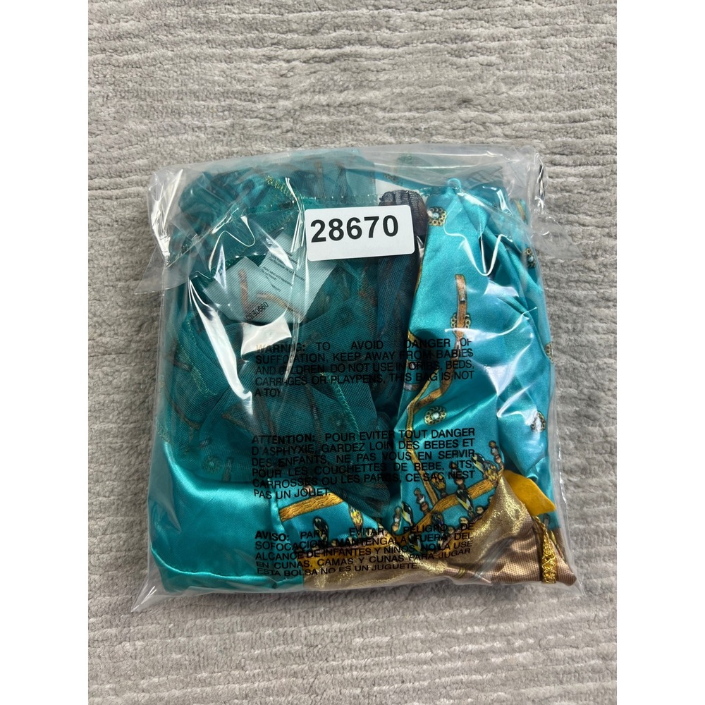 Disney Costume Girls M 8-10 Teal Aladdin Jasmine Peacock Jumpsuit Cape 2pc Set - Picture 12 of 12